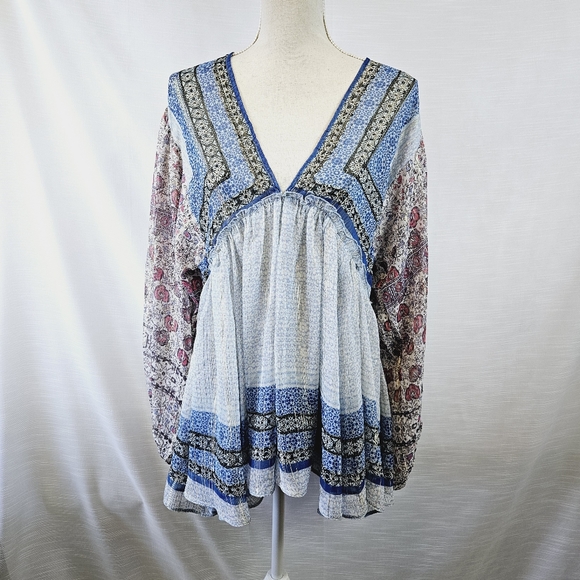Free People Aliyah Printed Tunic Top Large - Picture 6 of 13